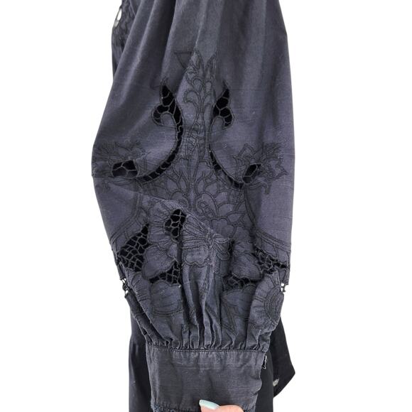 Cleobella Harlow Midi Dress – Black Organic Cotton with Lace Trim - Cottagecore - Picture 6 of 13